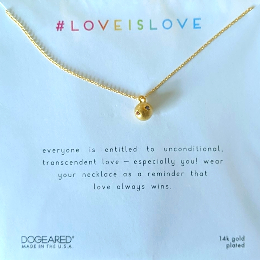 DOGEARED Love Is Love Gold Plated Crystal Necklace